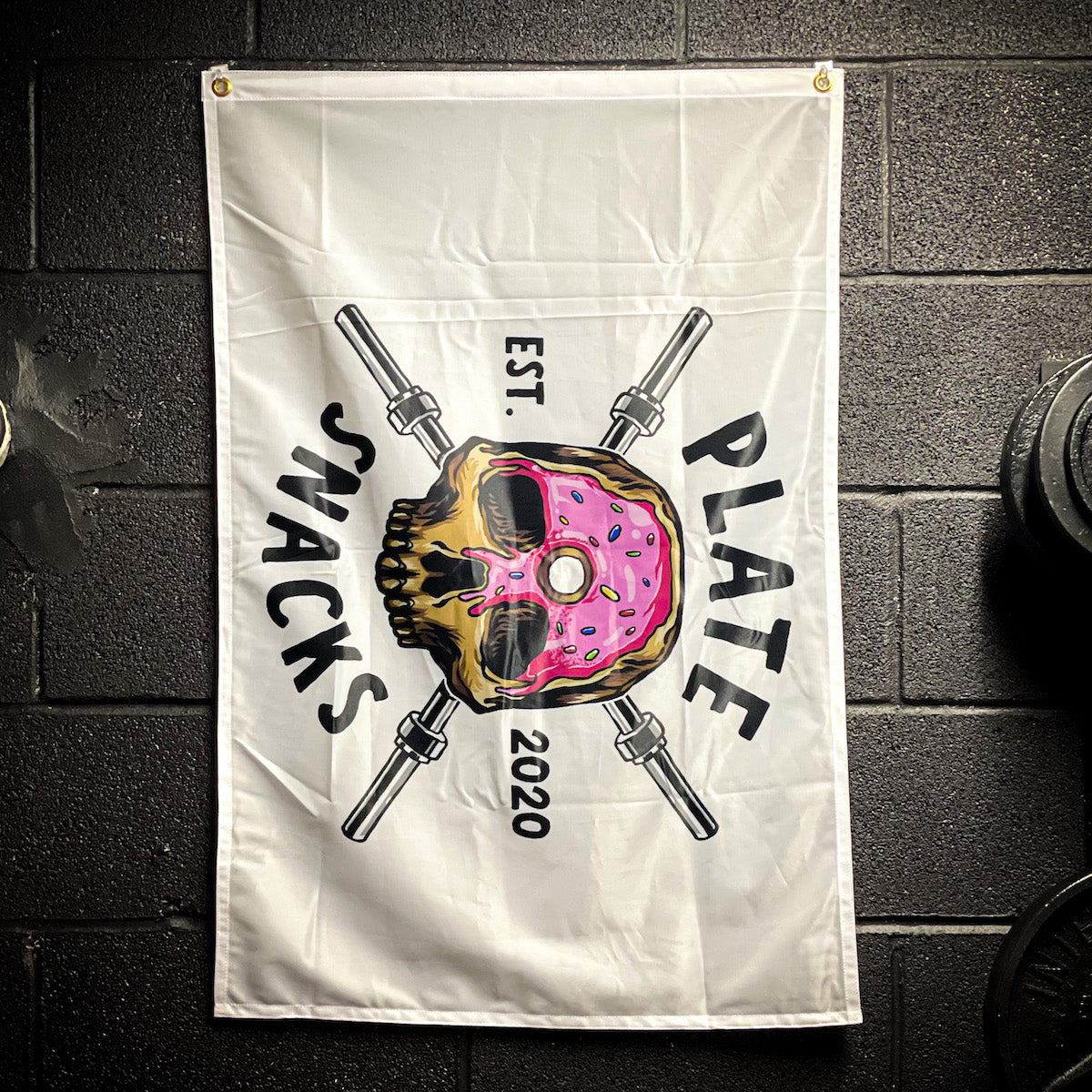 Donut Skull and Barbell Flag